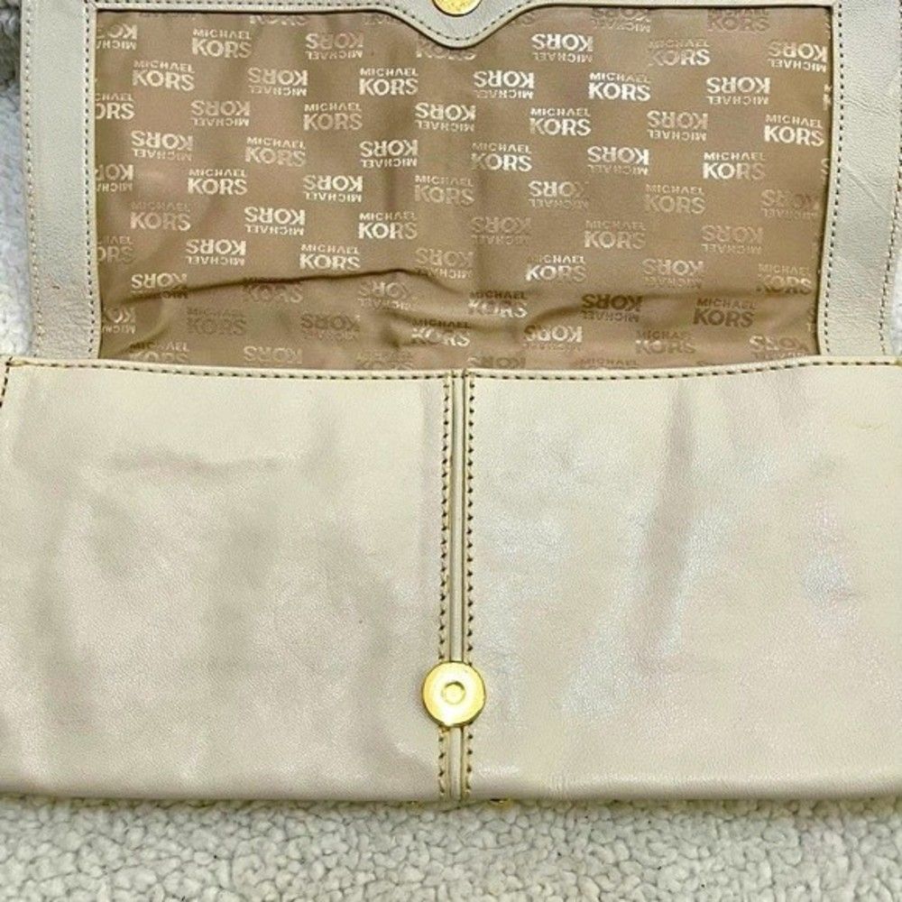 Michael Kors Gold Studded Leather Fold Over Clutch